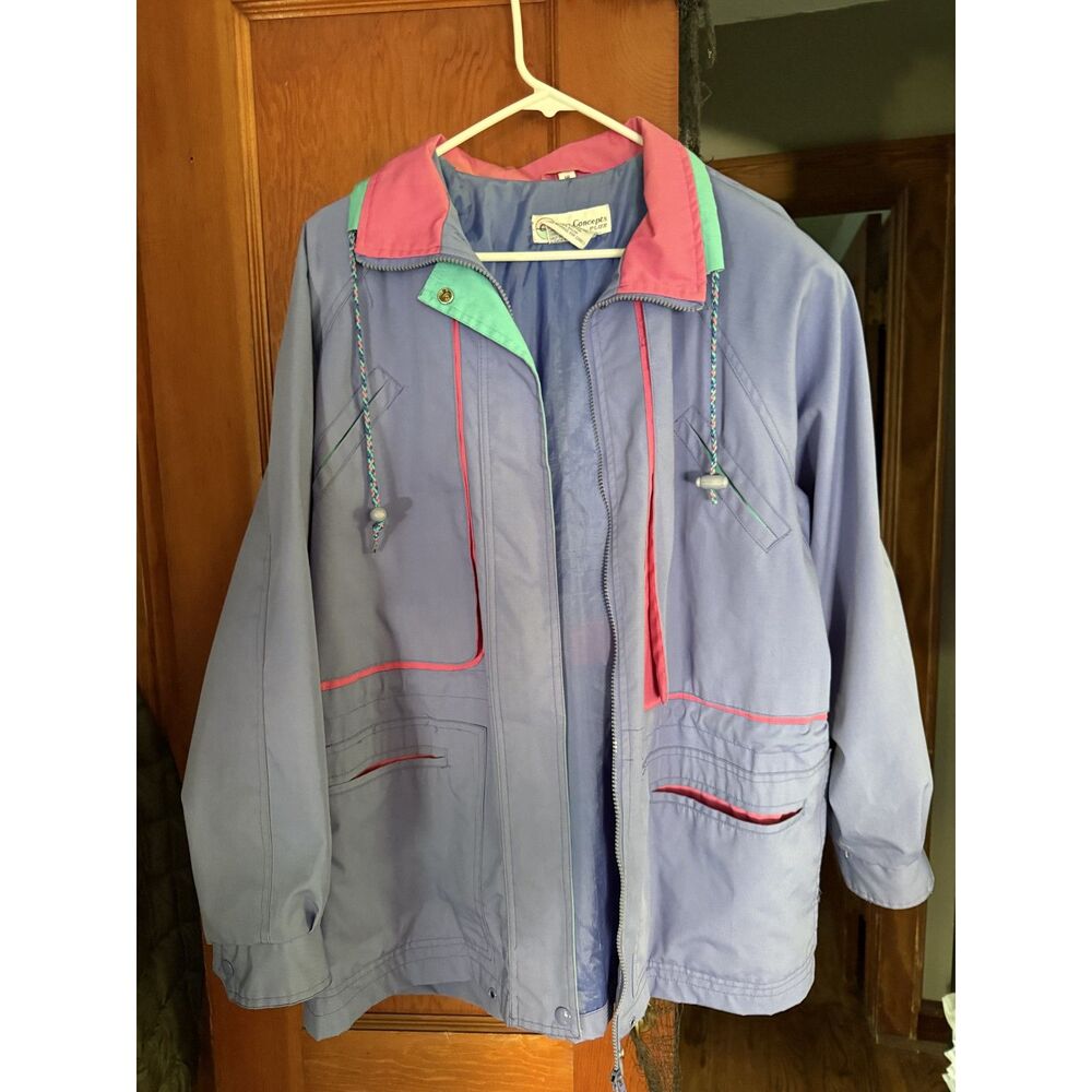 1980s Vintage Colorblock Pastel Lavender Jacket Country Concepts Plus size 18